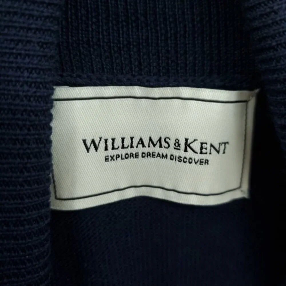 Men's Williams & Kent 100% Merino Wool Fine Knit Turtleneck Sweater M Navy Blue